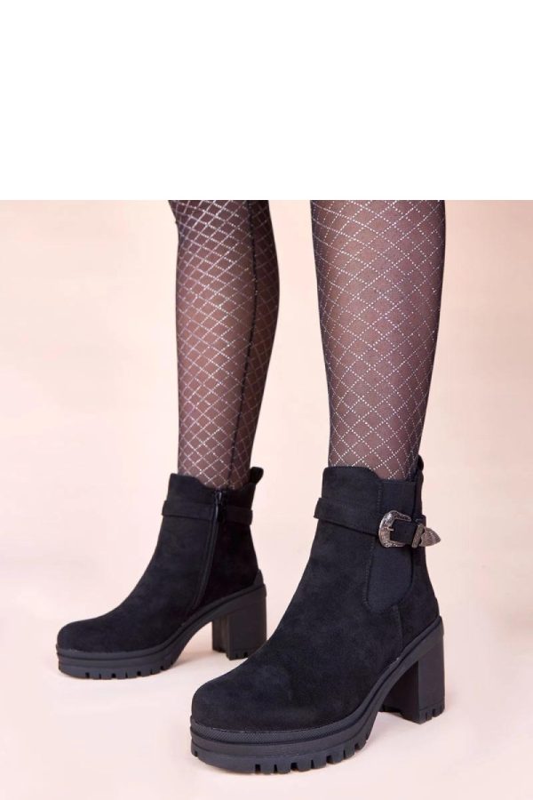 Black Heel Boots in Women`s Ankle Boots & Booties with Fabric, Footbed, Upper Height and Heel Height