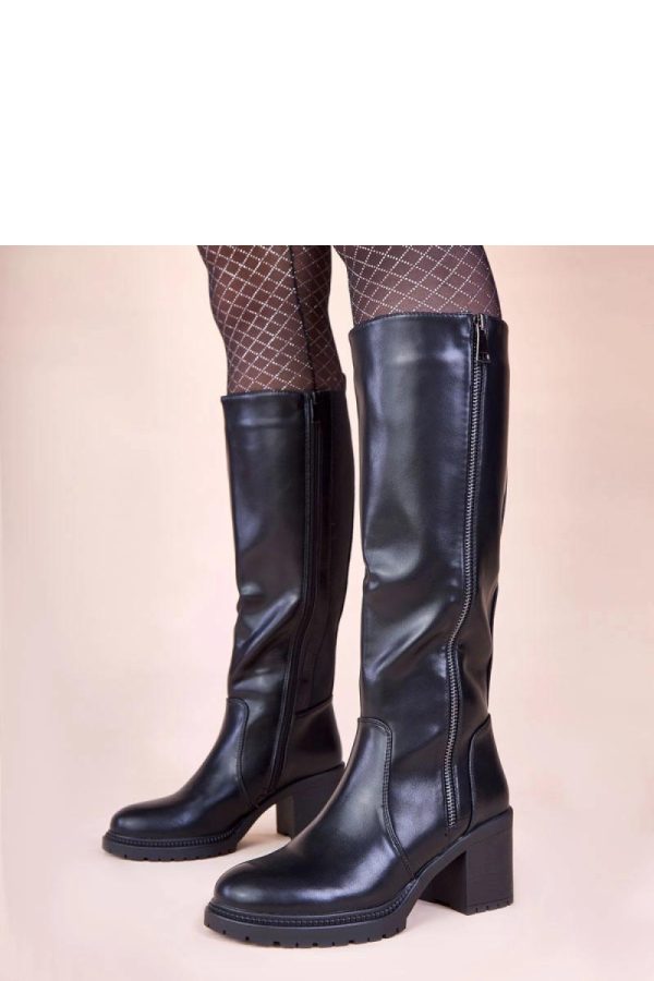 Black Heel Boots..Fabric, Footbed, Upper Height and Heel Height