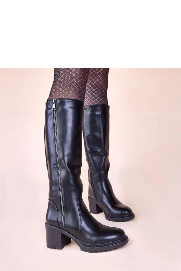 Black Heel Boots..Fabric, Footbed, Upper Height and Heel Height