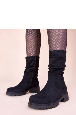 Black Boots.Fabric, Footbed, Upper Height and Heel Height