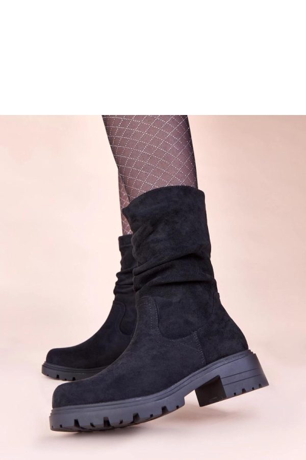 Black Boots.Fabric, Footbed, Upper Height and Heel Height