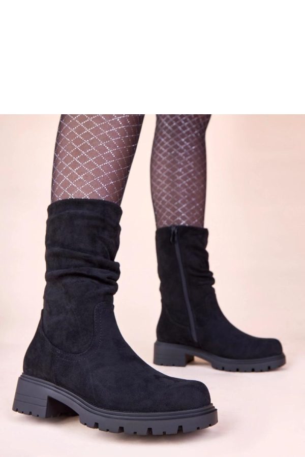 Black Boots.Fabric, Footbed, Upper Height and Heel Height
