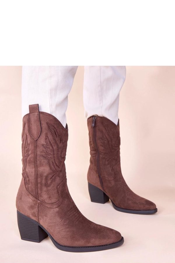 Brown Heel Boots in Women`s Ankle Boots & Booties with Fabric, Footbed, Upper Height and Heel Height