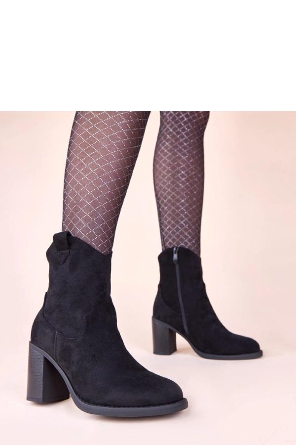 Black Heel Boots in Women`s Ankle Boots & Booties with Fabric, Footbed, Upper Height and Heel Height