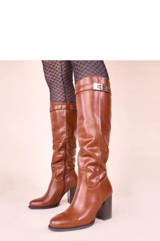 Brown Heel Boots..Fabric, Footbed, Upper Height and Heel Height