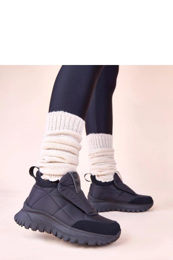 Black Snow Boots in Women`s Ankle Boots & Booties with Fabric, Footbed and Platform Height