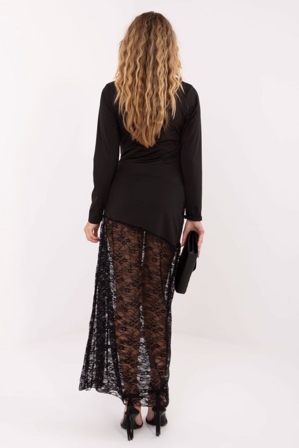 Black Long Dress in Evening Dresses with Spandex and Polyester