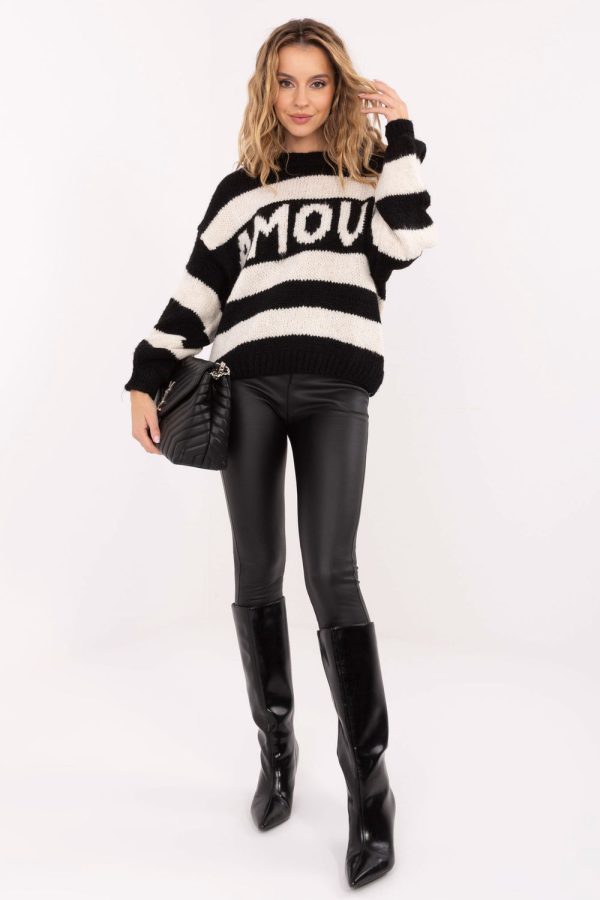 Black Jumper in Sweaters, Pullovers, Jumpers, Turtlenecks, Boleros, Shrugs with Acrylic, Polyamide, Viscose and Wool
