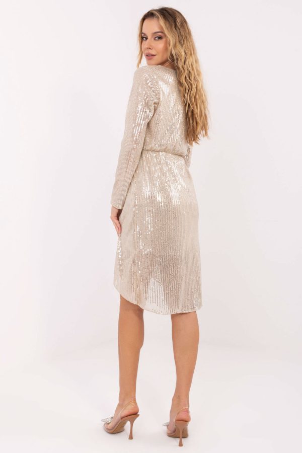 Beige Evening Dress in Evening Dresses with Spandex and Polyester