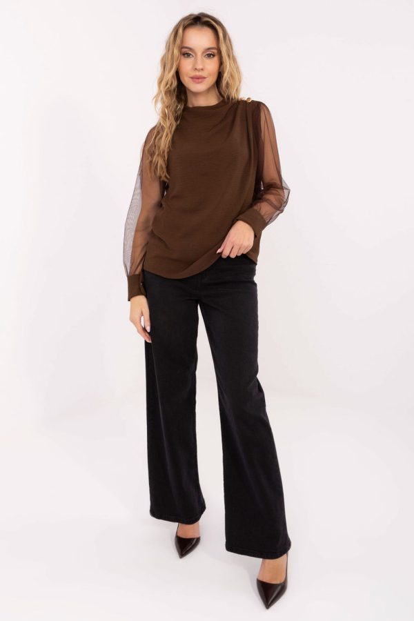 Brown Blouse in Women`s Blouses, Tunics with Viscose