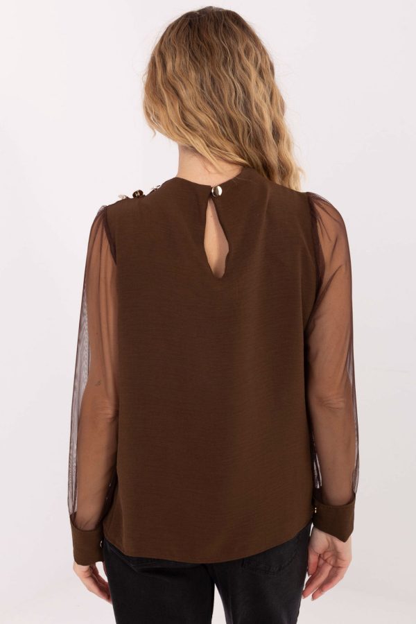 Brown Blouse in Women`s Blouses, Tunics with Viscose