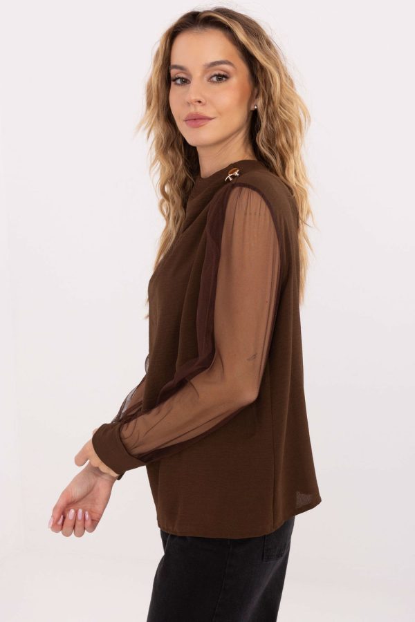 Brown Blouse in Women`s Blouses, Tunics with Viscose