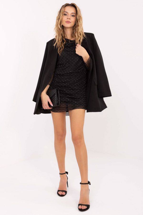 Black Short Dress in Evening Dresses with Spandex and Polyester