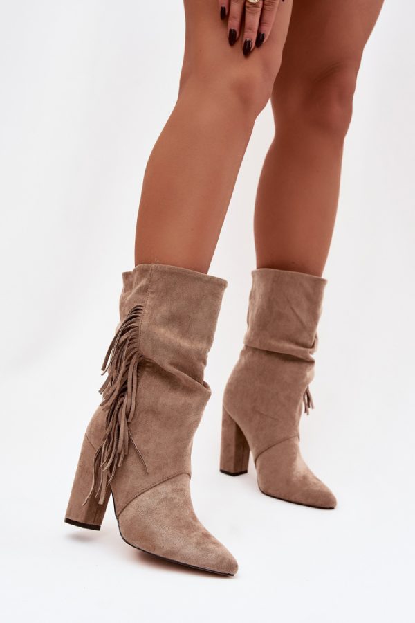 beige Heel boots model 221128 Step in style