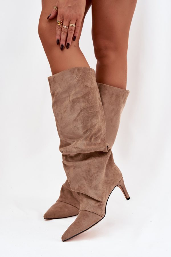 beige Heel boots model 221153 Step in style