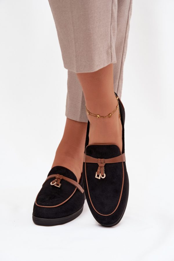 Black Loafers in Moccasins, Loafers with Fabric, Footbed and Upper Height