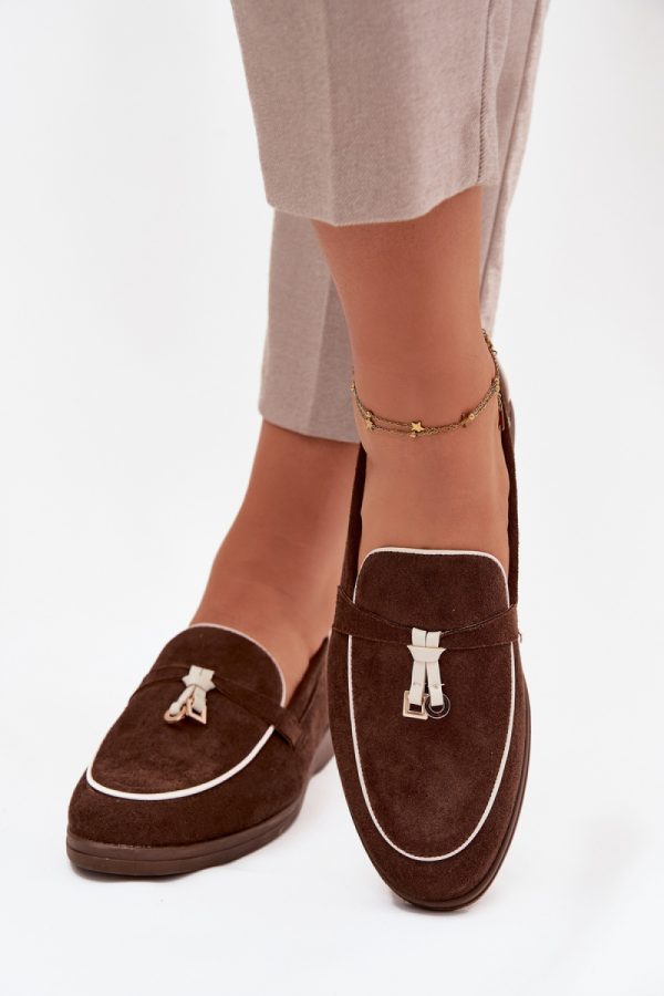 Brown Loafers in Moccasins, Loafers with Fabric, Footbed and Upper Height