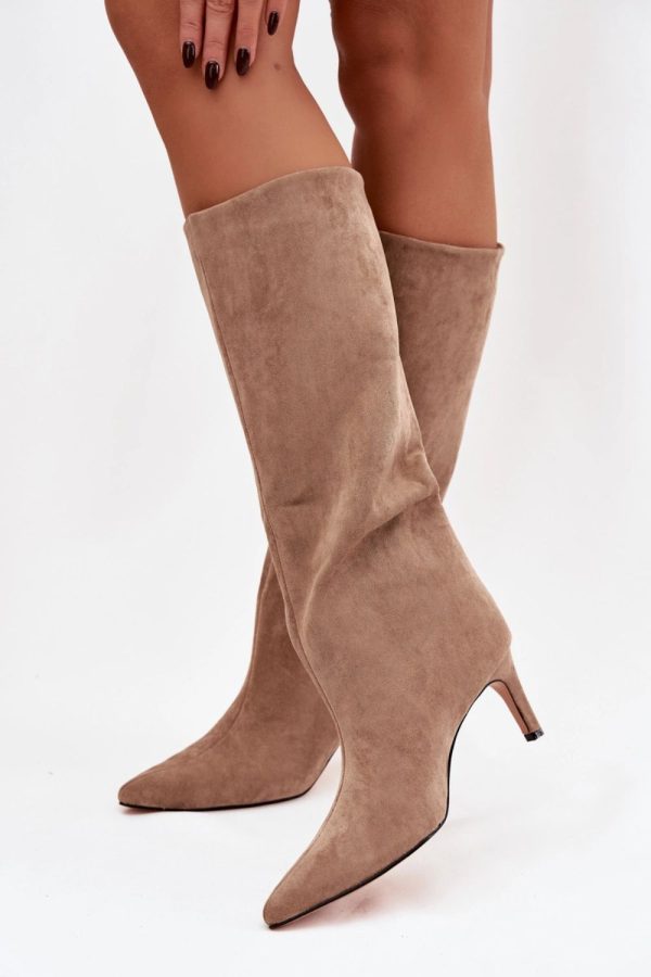beige Heel boots model 221146 Step in style