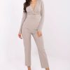 Beige Women Trousers in Pants, Trousers, Shorts with Spandex and Polyester