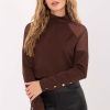 Brown Blouse in Women`s Blouses, Tunics with Spandex, Polyester and Viscose