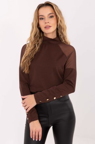 Brown Blouse in Women`s Blouses, Tunics with Spandex, Polyester and Viscose