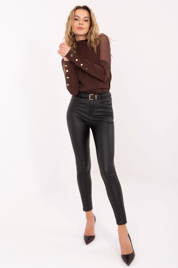 Brown Blouse in Women`s Blouses, Tunics with Spandex, Polyester and Viscose