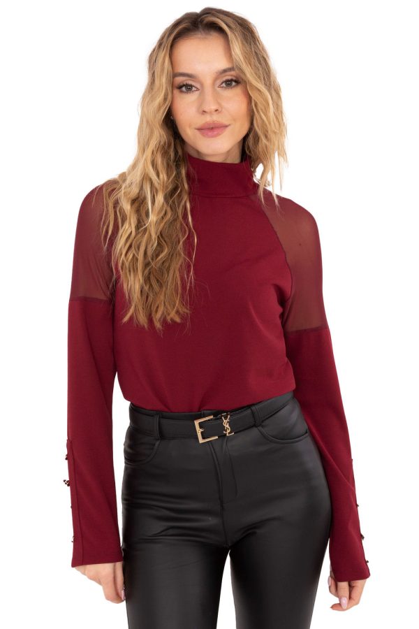 Red Blouse in Women`s Blouses, Tunics with Spandex, Polyester and Viscose