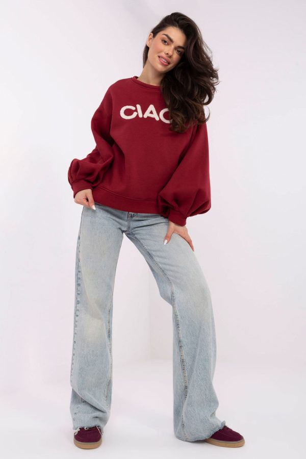 Red Sweatshirt in Sweatshirts For Women with Cotton and Spandex