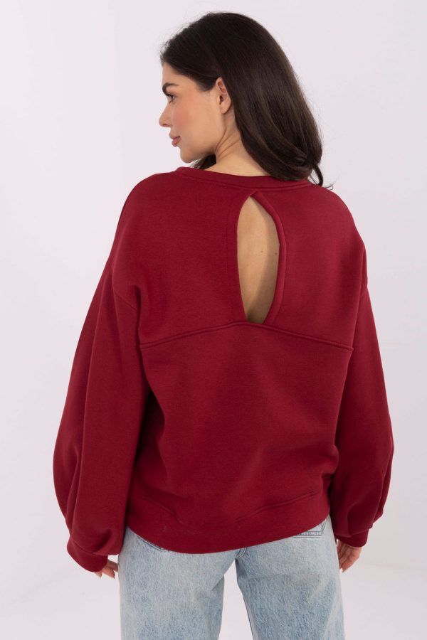 Red Sweatshirt in Sweatshirts For Women with Cotton and Spandex