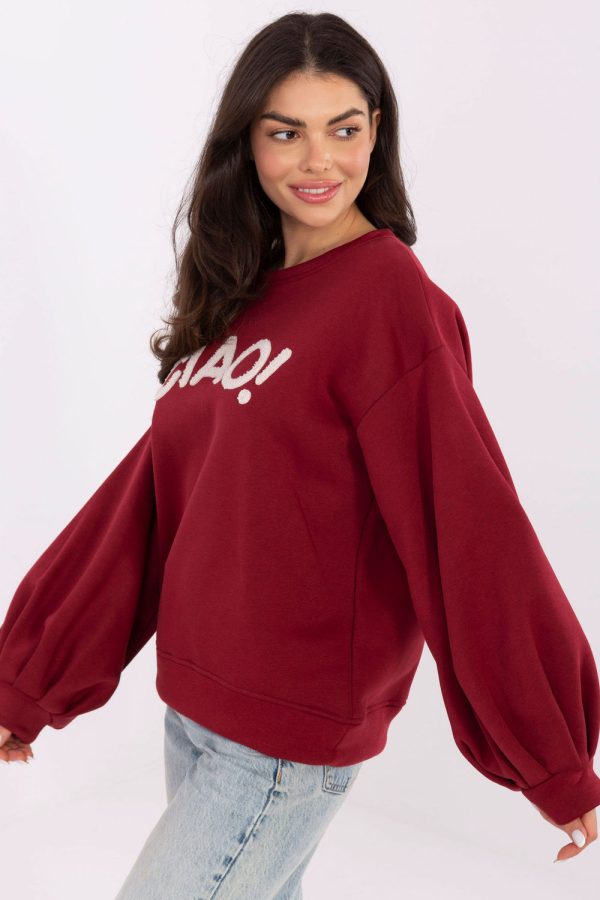 Red Sweatshirt in Sweatshirts For Women with Cotton and Spandex
