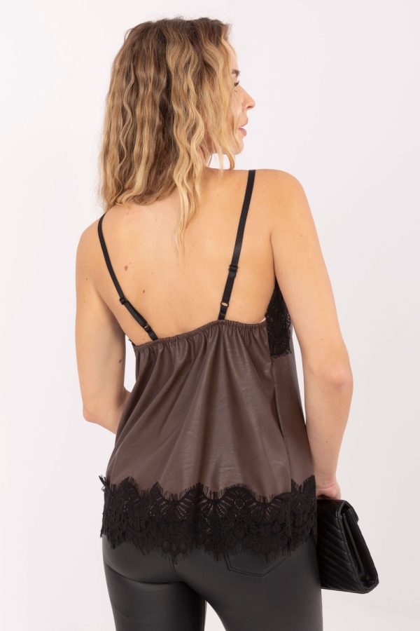 Brown Top in Undershirts / Tops with Polyurethane and Polyester