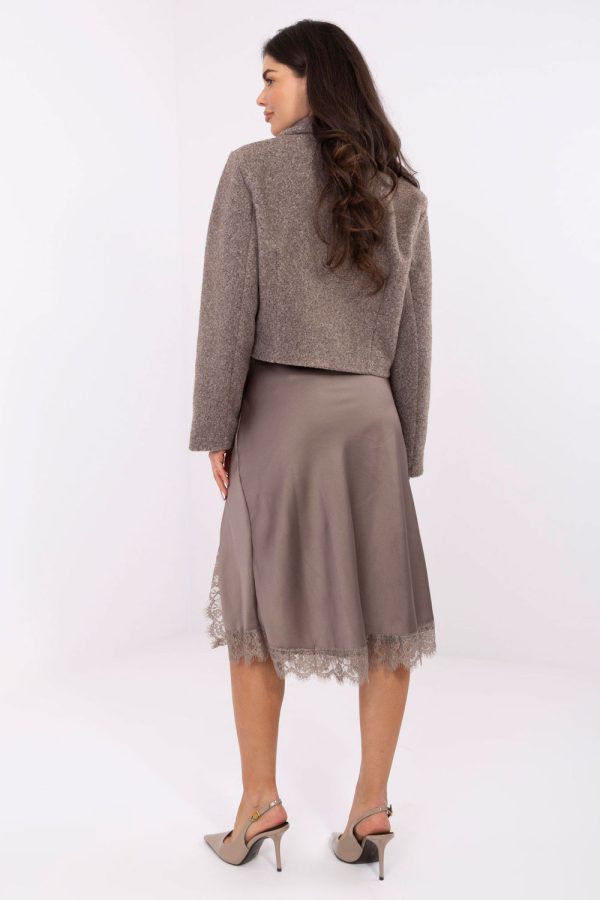 Beige Coat in Women`s Coats, Jackets with Spandex and Polyester
