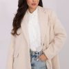 Beige Coat in Women`s Coats, Jackets with Polyester