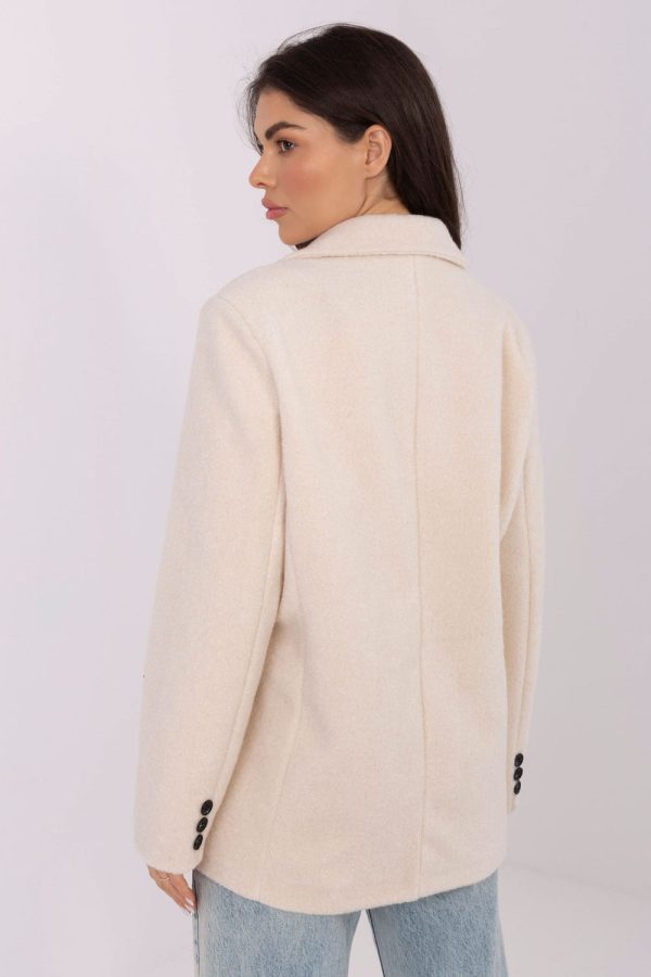 Beige Coat in Women`s Coats, Jackets with Polyester