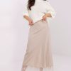 beige Long skirt model 221291 Rue Paris