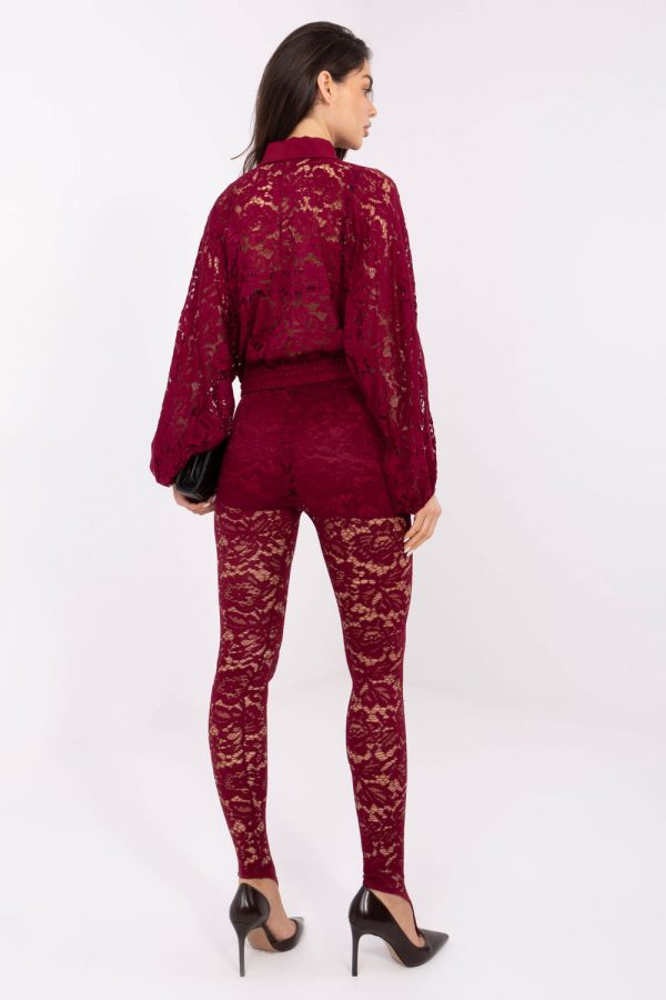 Red Long Leggings in Leggings with Spandex, Polyester and Viscose