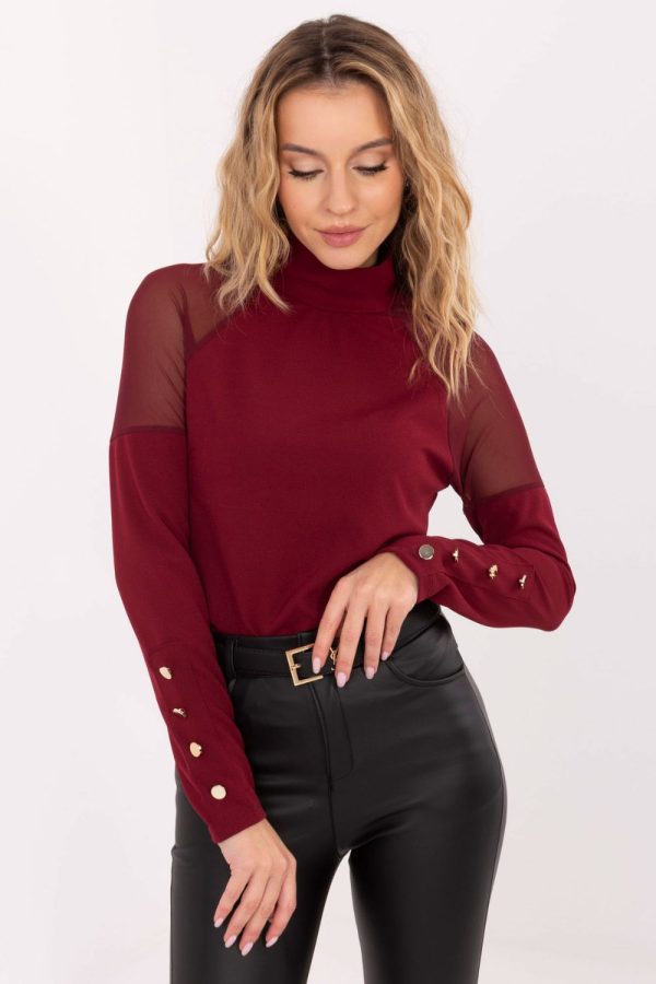 Red Blouse in Women`s Blouses, Tunics with Spandex, Polyester and Viscose