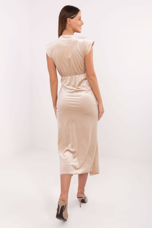Beige Evening Dress in Evening Dresses with Spandex and Polyester