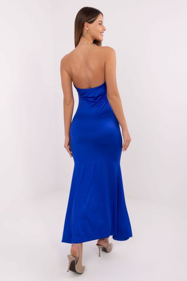 Blue Long Dress..Polyester and Viscose