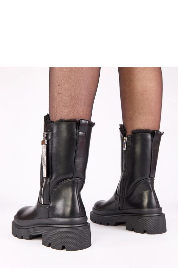 Black Boots.Fabric, Footbed, Upper Height and Heel Height