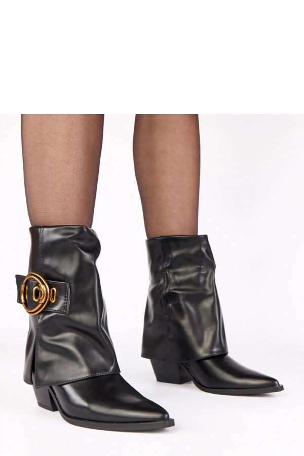 Black Heel Boots in Women`s Ankle Boots & Booties with Fabric, Footbed, Upper Height and Heel Height