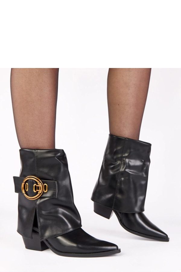 Black Heel Boots in Women`s Ankle Boots & Booties with Fabric, Footbed, Upper Height and Heel Height