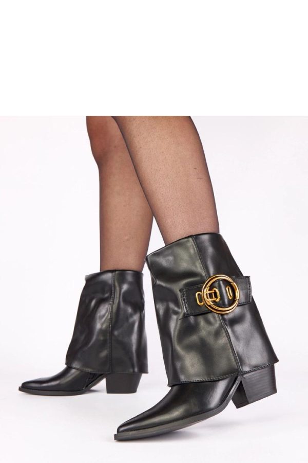 Black Heel Boots in Women`s Ankle Boots & Booties with Fabric, Footbed, Upper Height and Heel Height
