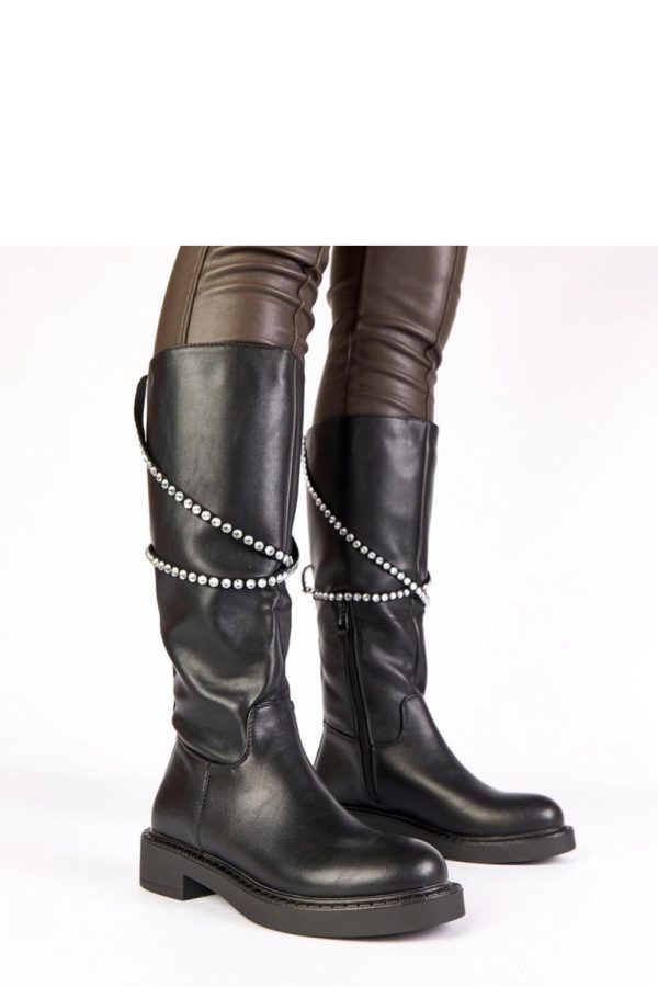 Black Thigh-Hight Boots....Fabric, Footbed and Heel Height