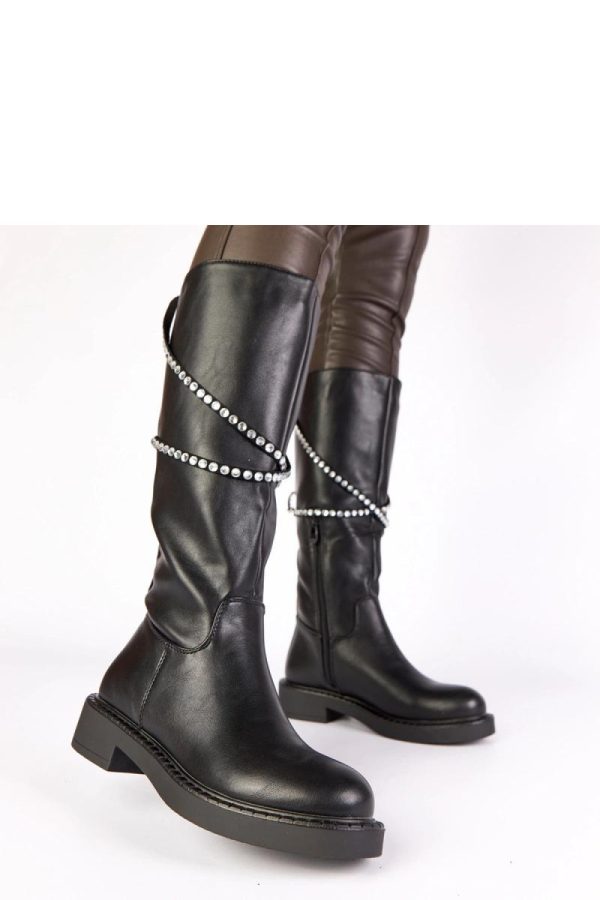Black Thigh-Hight Boots....Fabric, Footbed and Heel Height