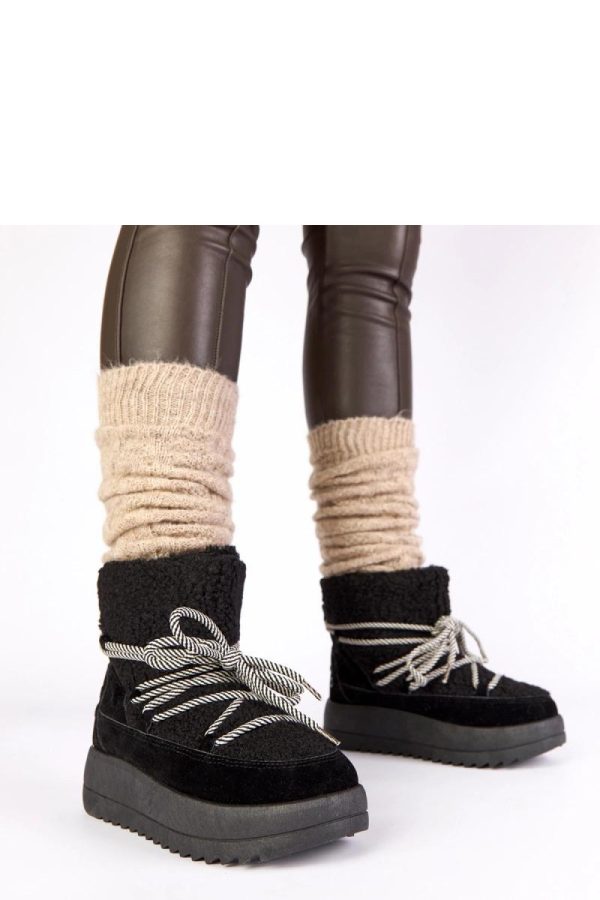 Black Snow Boots in Women`s Ankle Boots & Booties with Fabric, Footbed, Upper Height and Platform Height