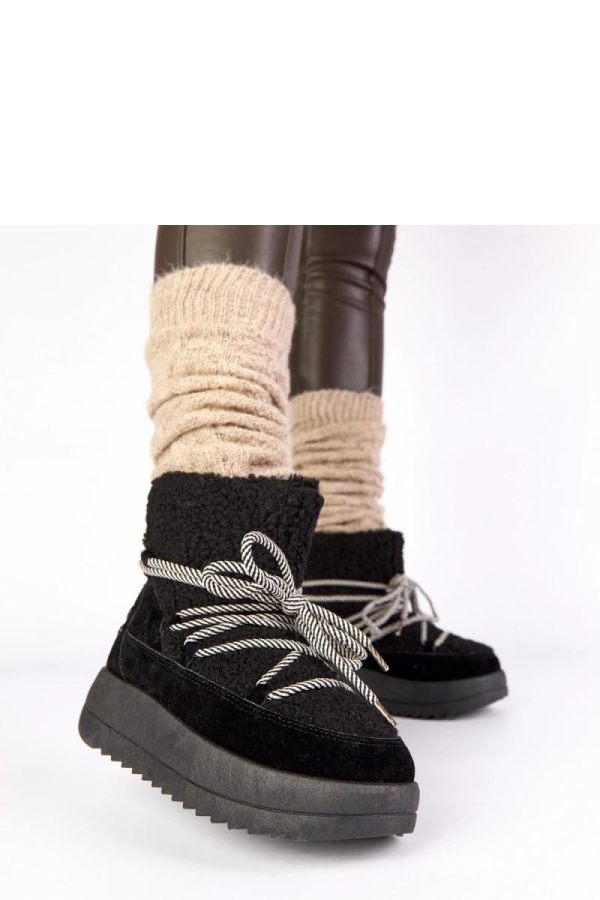 Black Snow Boots in Women`s Ankle Boots & Booties with Fabric, Footbed, Upper Height and Platform Height