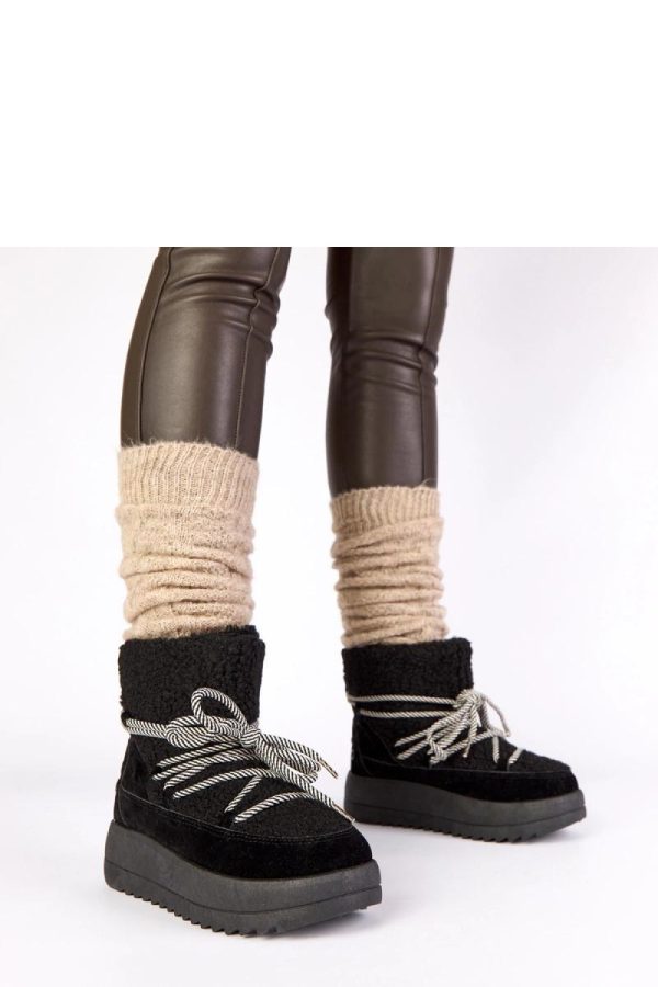 Black Snow Boots in Women`s Ankle Boots & Booties with Fabric, Footbed, Upper Height and Platform Height