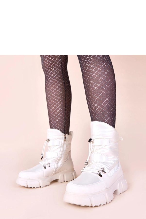 White Snow Boots in Women`s Ankle Boots & Booties with Fabric, Footbed and Platform Height