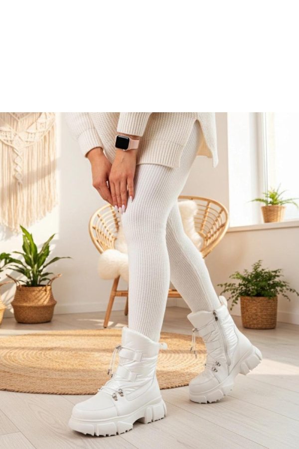 White Snow Boots in Women`s Ankle Boots & Booties with Fabric, Footbed and Platform Height